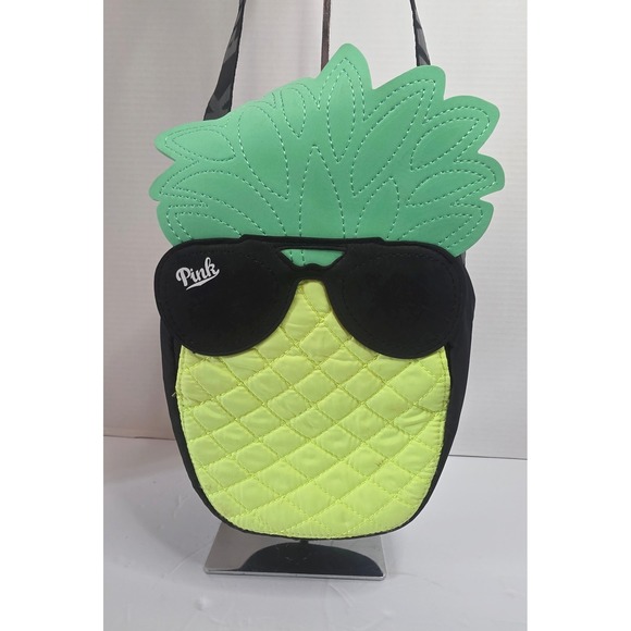 PINK Victoria's Secret Handbags - Victorias Secret PINK Pineapple Crossbody Bag Black Yellow Quilted Sunglasses